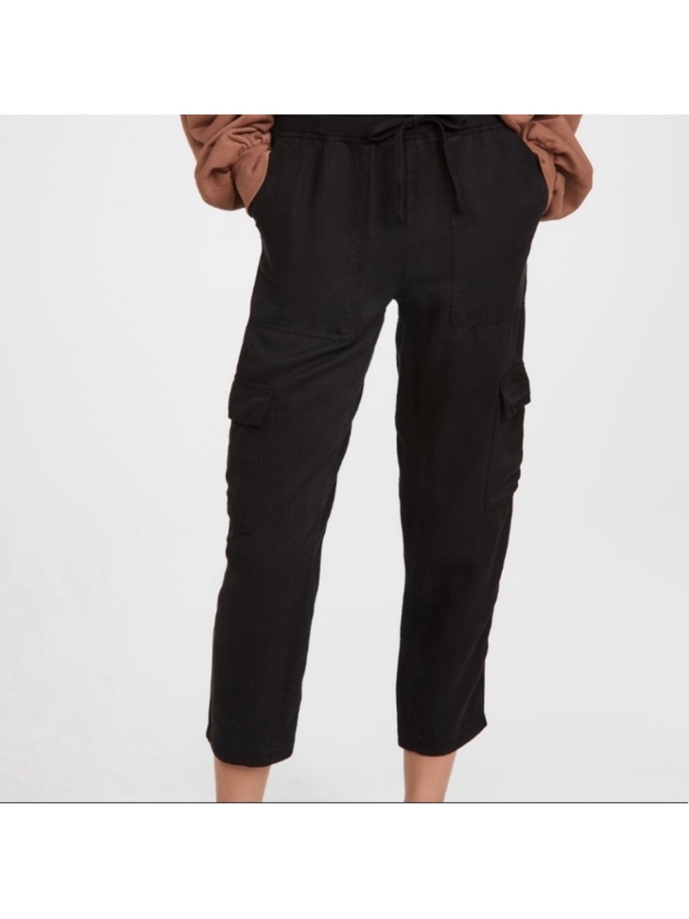 Monrow Black Cargo Jogger Pants